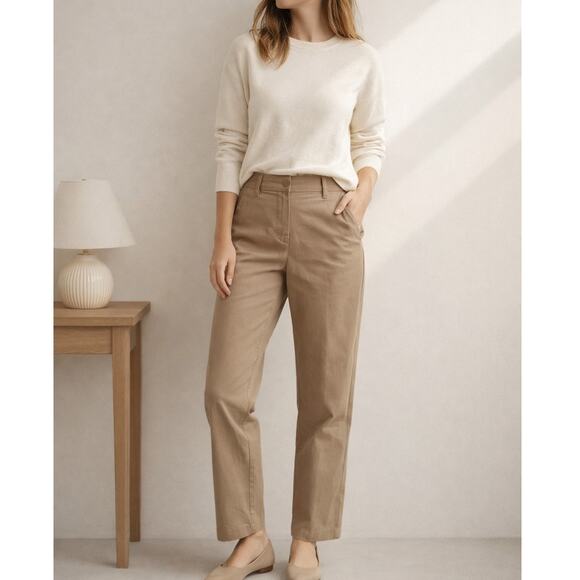 Talbots Pants - Talbots Petites Tan Mid Rise Straight Leg Pants Size 4P Minimalist Classic
